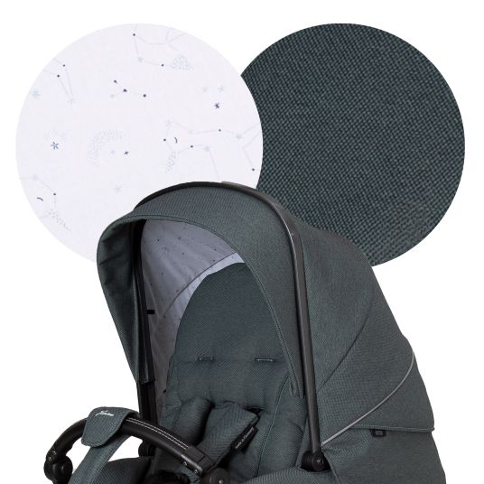 Hartan 4in1 Kombi-Kinderwagen-Set Racer GTS bis 22 kg belastbar mit Falttasche Trend, Babyschale Pebble Pro, Isofix-Basis FamilyFix3, Mückennetz, Regenschutz, Schnullerkette & Spieltier - Animal Stars