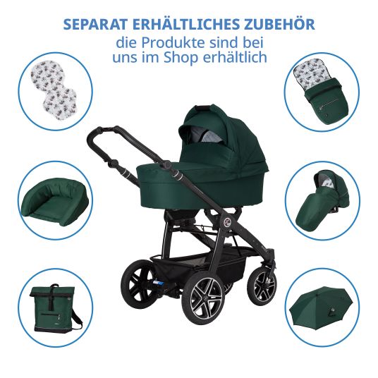 Hartan 4in1 Kombi-Kinderwagen-Set Racer GTS bis 22 kg belastbar mit Falttasche Trend, Babyschale Pebble Pro, Isofix-Basis FamilyFix3, Mückennetz, Regenschutz, Schnullerkette & Spieltier - Panda Family