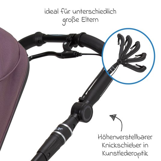 Hartan 4in1 Kombi-Kinderwagen-Set Rockit IT GTR bis 22 kg belastbar mit Falttasche Trend, Babyschale Pebble Pro, Isofix-Basis FamilyFix3, Mückennetz, Regenschutz & Spieltier - Amethyst