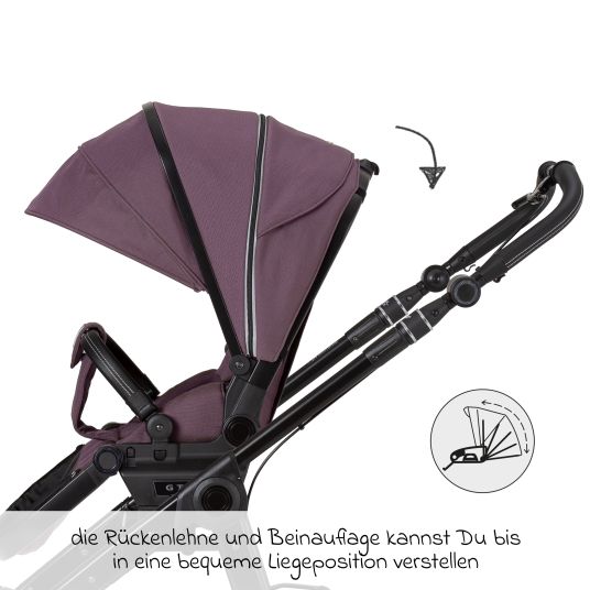 Hartan 4in1 Kombi-Kinderwagen-Set Rockit IT GTR bis 22 kg belastbar mit Falttasche Trend, Babyschale Pebble Pro, Isofix-Basis FamilyFix3, Mückennetz, Regenschutz & Spieltier - Amethyst