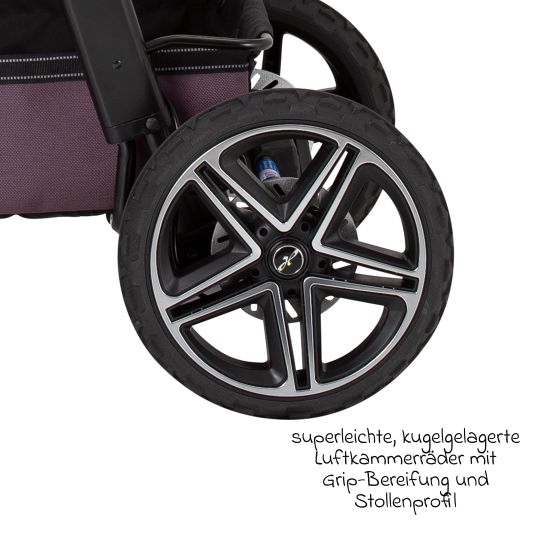 Hartan 4in1 Kombi-Kinderwagen-Set Rockit IT GTR bis 22 kg belastbar mit Falttasche Trend, Babyschale Pebble Pro, Isofix-Basis FamilyFix3, Mückennetz, Regenschutz & Spieltier - Amethyst