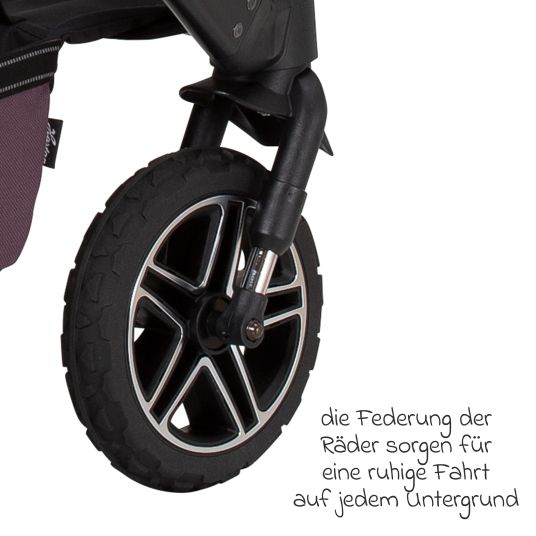 Hartan 4in1 Kombi-Kinderwagen-Set Rockit IT GTR bis 22 kg belastbar mit Falttasche Trend, Babyschale Pebble Pro, Isofix-Basis FamilyFix3, Mückennetz, Regenschutz & Spieltier - Amethyst