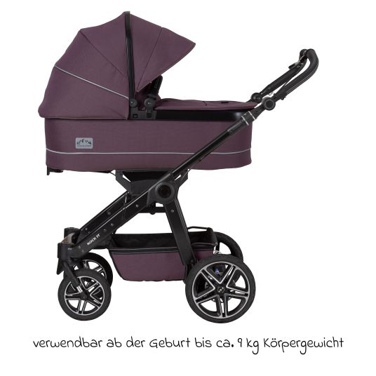 Hartan 4in1 Kombi-Kinderwagen-Set Rockit IT GTR bis 22 kg belastbar mit Falttasche Trend, Babyschale Pebble Pro, Isofix-Basis FamilyFix3, Mückennetz, Regenschutz & Spieltier - Amethyst