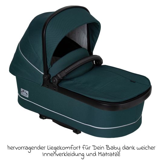 Hartan 4in1 Kombi-Kinderwagen-Set Rockit IT GTR bis 22 kg belastbar mit Falttasche Trend, Babyschale Pebble Pro, Isofix-Basis FamilyFix3, Mückennetz, Regenschutz & Spieltier - Leaf