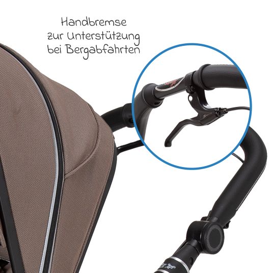 Hartan Set 4in1 Rockit IT GTR per passeggini fino a 22 kg con borsa pieghevole Trend, seggiolino auto Pebble Pro, base Isofix FamilyFix3, zanzariera, parapioggia e animale da gioco - Toffee