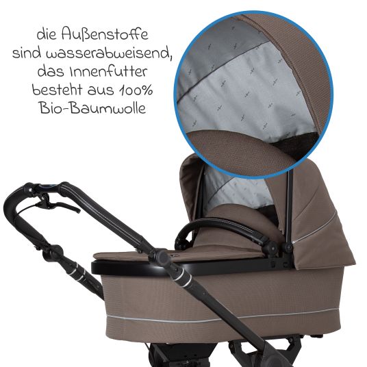 Hartan 4in1 Kombi-Kinderwagen-Set Rockit IT GTR bis 22 kg belastbar mit Falttasche Trend, Babyschale Pebble Pro, Isofix-Basis FamilyFix3, Mückennetz, Regenschutz & Spieltier - Toffee