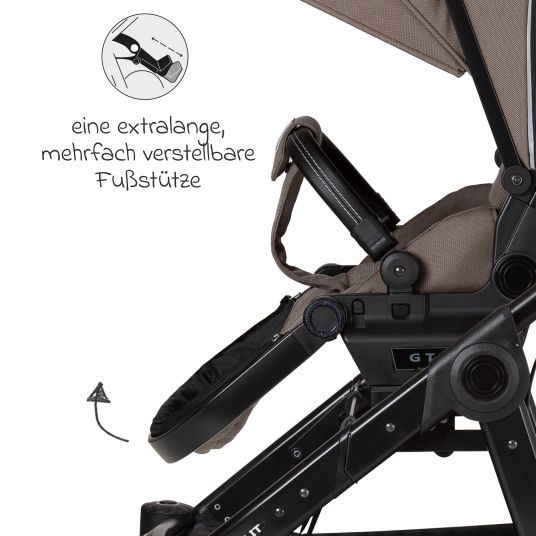 Hartan 4in1 Kombi-Kinderwagen-Set Rockit IT GTR bis 22 kg belastbar mit Falttasche Trend, Babyschale Pebble Pro, Isofix-Basis FamilyFix3, Mückennetz, Regenschutz & Spieltier - Toffee