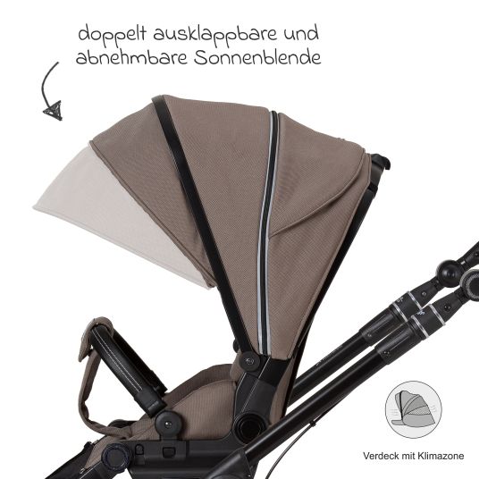 Hartan 4in1 Kombi-Kinderwagen-Set Rockit IT GTR bis 22 kg belastbar mit Falttasche Trend, Babyschale Pebble Pro, Isofix-Basis FamilyFix3, Mückennetz, Regenschutz & Spieltier - Toffee