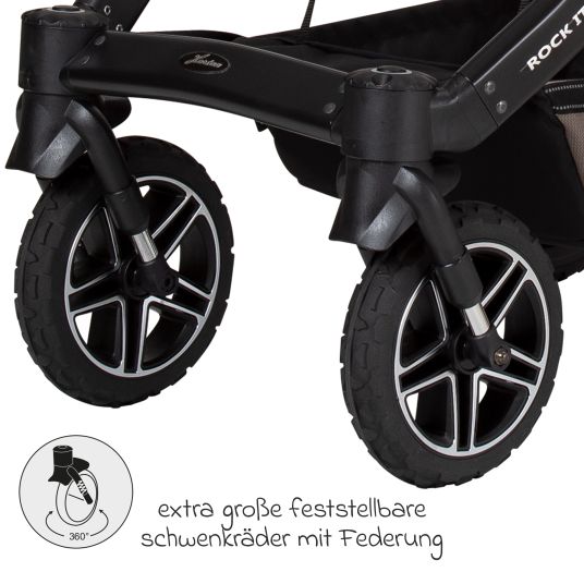 Hartan 4in1 Kombi-Kinderwagen-Set Rockit IT GTR bis 22 kg belastbar mit Falttasche Trend, Babyschale Pebble Pro, Isofix-Basis FamilyFix3, Mückennetz, Regenschutz & Spieltier - Toffee