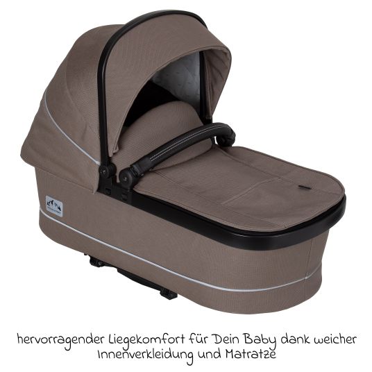 Hartan 4in1 Kombi-Kinderwagen-Set Rockit IT GTR bis 22 kg belastbar mit Falttasche Trend, Babyschale Pebble Pro, Isofix-Basis FamilyFix3, Mückennetz, Regenschutz & Spieltier - Toffee