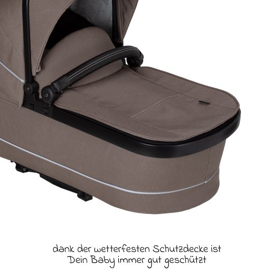 Hartan 4in1 Kombi-Kinderwagen-Set Rockit IT GTR bis 22 kg belastbar mit Falttasche Trend, Babyschale Pebble Pro, Isofix-Basis FamilyFix3, Mückennetz, Regenschutz & Spieltier - Toffee