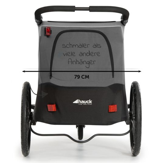 Hauck 2in1 bike trailer Dryk Duo for 2 children (up to 44 kg) - Bike Trailer & City Buggy - Grey