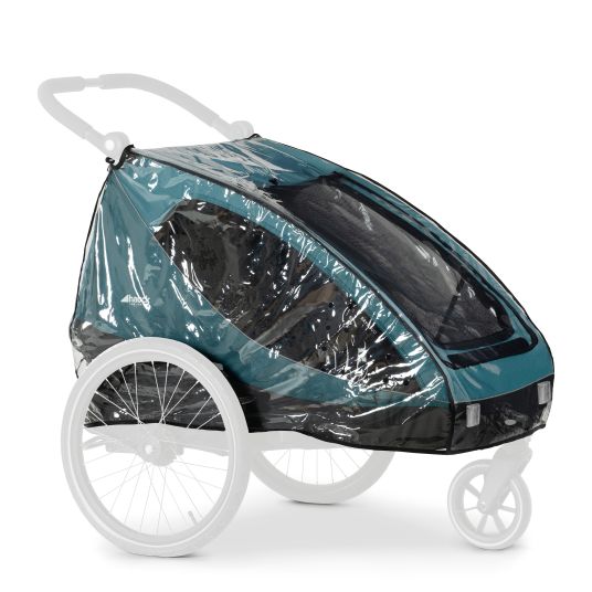 Hauck 2in1 Fahrradanhänger Dryk Duo für 2 Kinder (bis 44 kg) - Bike Trailer & City Buggy - inkl. GRATIS Schutzpaket - Grey