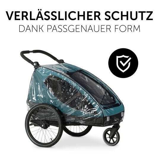 Hauck 2in1 Fahrradanhänger Dryk Duo für 2 Kinder (bis 44 kg) - Bike Trailer & City Buggy - inkl. GRATIS Schutzpaket - Grey