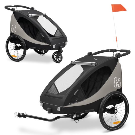 Hauck 2in1 bike trailer Dryk Duo Plus for 2 children (up to 44 kg) - Bike Trailer & City Buggy - Black
