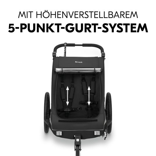 Hauck 2in1 Fahrradanhänger Dryk Duo Plus für 2 Kinder (bis 44 kg) - Bike Trailer & City Buggy - Black