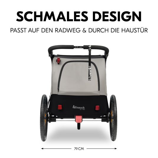 Hauck 2in1 Fahrradanhänger Dryk Duo Plus für 2 Kinder (bis 44 kg) - Bike Trailer & City Buggy - inkl. GRATIS Schutzpaket - Black