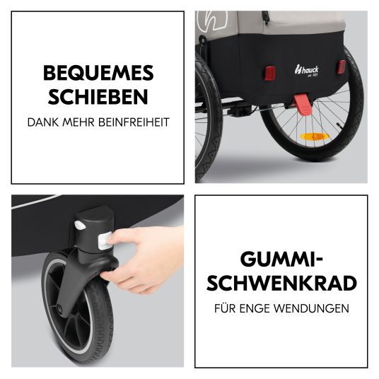 Hauck 2in1 Fahrradanhänger Dryk Duo Plus für 2 Kinder (bis 44 kg) - Bike Trailer & City Buggy - inkl. GRATIS Schutzpaket - Black