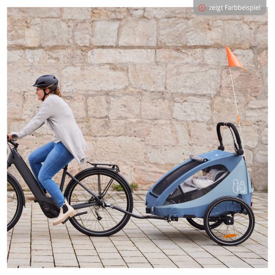 Hauck Rimorchio bici 2in1 Dryk Duo Plus per 2 bambini (fino a 44 kg) - Rimorchio bici e city buggy - incluso pacchetto di protezione GRATUITO - Verde scuro