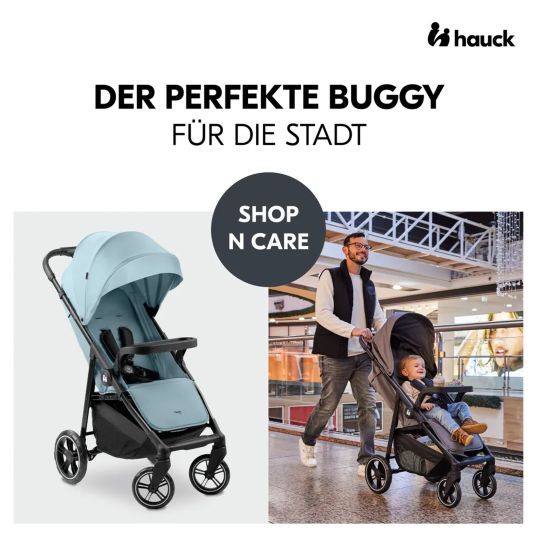 Hauck Set passeggino 2in1 Shop n Care Duo Set - incl. Cabriofix Maxi-Cosi i-Size, adattatore + libro GRATUITO degli animali XL e passeggino con angolo dentizione - Blu polvere