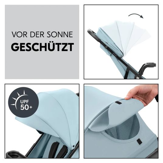 Hauck 2in1 Kinderwagen-Set Shop n Care Duo Set - inkl. Maxi-Cosi i-Size Cabriofix, Adapter + GRATIS Spieltier XL & Buggybuch mit Beißecke - Dusty Blue