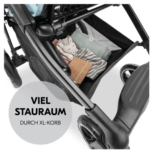 Hauck 2in1 Kinderwagen-Set Shop n Care Duo Set - inkl. Maxi-Cosi i-Size Cabriofix, Adapter + GRATIS Spieltier XL & Buggybuch mit Beißecke - Dusty Blue