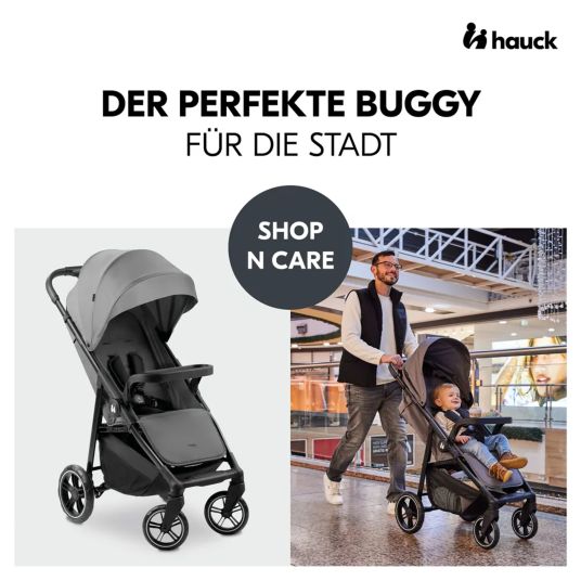 Hauck Set passeggino 2in1 Shop n Care Duo Set - incl. Cabriofix Maxi-Cosi i-Size, adattatore + libro GRATUITO degli animali XL e passeggino con angolo dentizione - Grigio