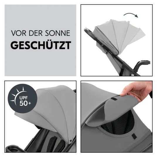 Hauck Set passeggino 2in1 Shop n Care Duo Set - incl. Cabriofix Maxi-Cosi i-Size, adattatore + libro GRATUITO degli animali XL e passeggino con angolo dentizione - Grigio