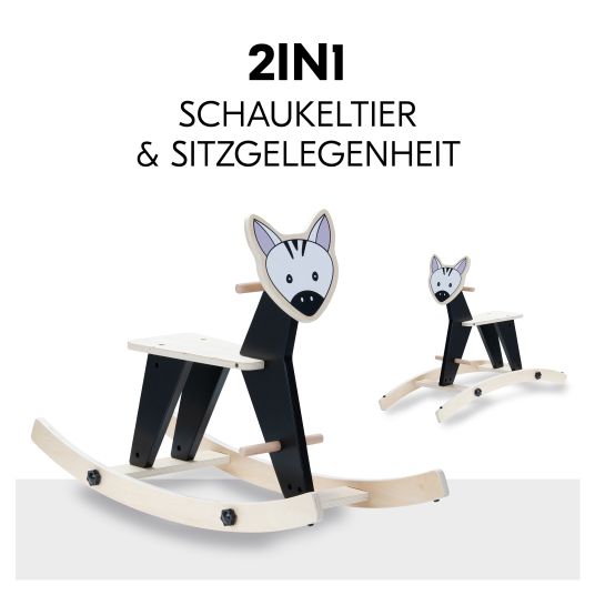 Hauck Dondolo 2in1 per animali Rock N Swing (convertibile in seggiolino, legno certificato FSC) - Zebra