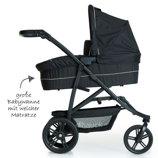 Hauck 3in1 Kinderwagen-Set Rapid 3 (bis 25 kg) inkl. Comfort Fix Babyschale, Regenschutz und Insektenschutz - Caviar Beige