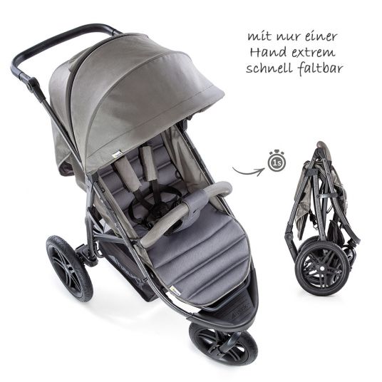 Hauck 3in1 Kinderwagen-Set Rapid 3R Plus (bis 25 kg) Comfort Fix Babyschale, Regenschutz und Insektenschutz - Charcoal
