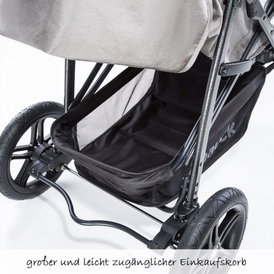Hauck 3in1 Kinderwagen-Set Rapid 3R Plus (bis 25 kg) Comfort Fix Babyschale, Regenschutz und Insektenschutz - Charcoal