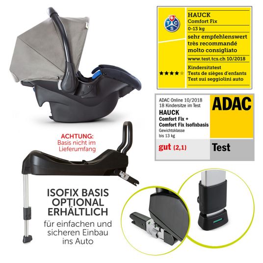 Hauck 3in1 Pram Set Rapid 3R Plus (up to 25 kg) Comfort Fix Car seat, rain cover and insect protection - Charcoal