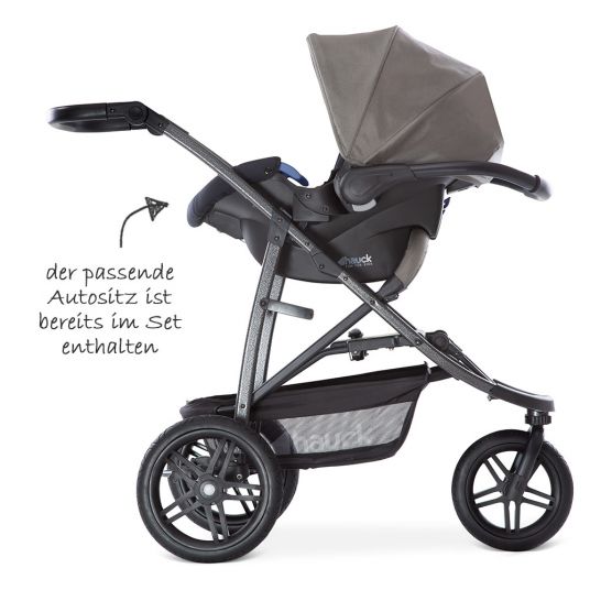 Hauck - 3in1 Kinderwagen-Set Rapid 3R Plus (bis 25 kg) Comfort Fix  Babyschale, Regenschutz und Insektenschutz - Charcoal 
