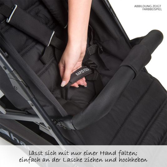 Hauck 3in1 pram set Rapid 4 (up to 25 kg) incl. Comfort Fix baby seat, rain cover and insect protection - Caviar Silver