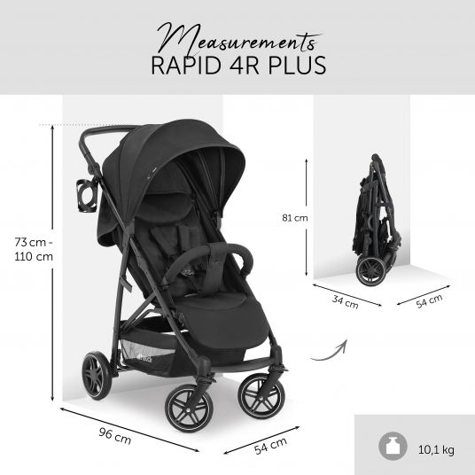 Hauck 3in1 Stroller Set Rapid 4R Plus Trioset (up to 25 kg) incl. infant carrier Comfort Fix - Black