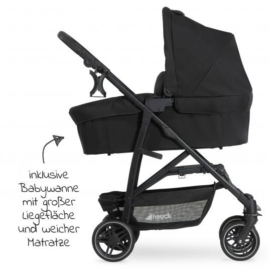 Hauck 3in1 Kinderwagen-Set Rapid 4R Plus Trioset (bis 25 kg) inkl. Babyschale Comfort Fix - Black