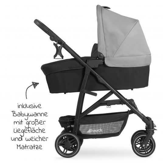 Hauck 3in1 Kinderwagen-Set Rapid 4R Plus Trioset (bis 25 kg) inkl. Babyschale Comfort Fix - Grey