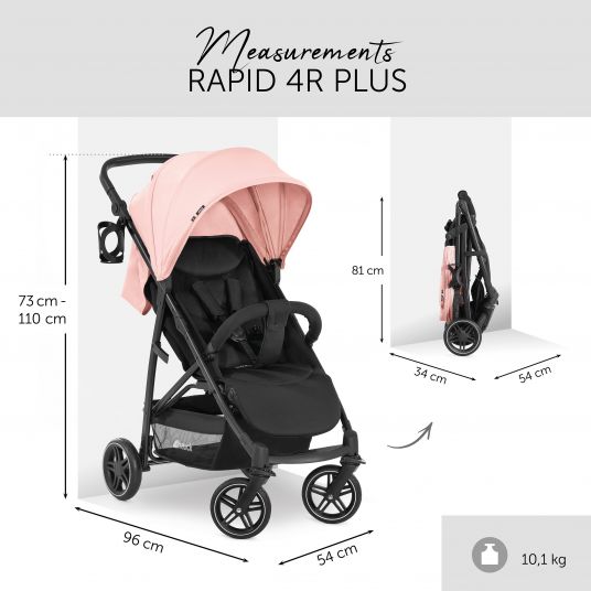 Hauck 3in1 Kinderwagen-Set Rapid 4R Plus Trioset (bis 25 kg) inkl. Babyschale Comfort Fix - Rose