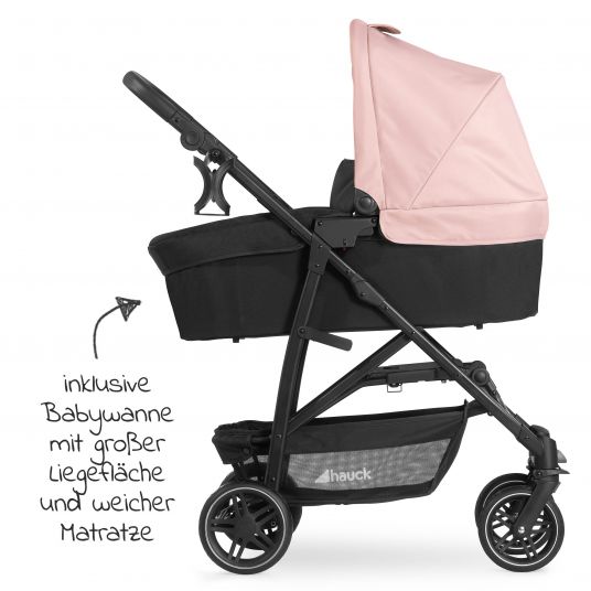 Hauck 3in1 Kinderwagen-Set Rapid 4R Plus Trioset (bis 25 kg) inkl. Babyschale Comfort Fix - Rose
