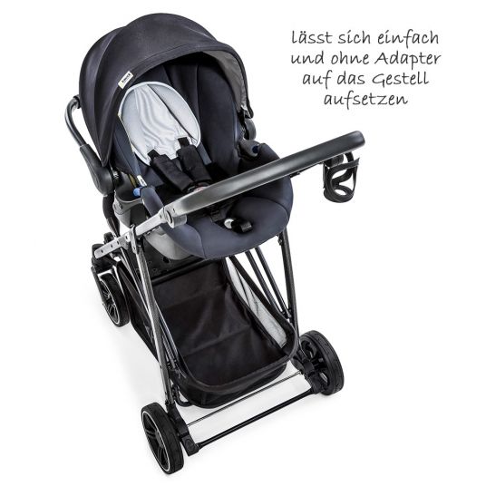 Hauck 3in1 Stroller Set Rapid 4S Plus (up to 25 kg) incl. Comfort Fix infant carrier, insect & rain cover - Caviar Silver