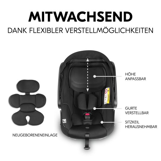 Hauck 3in1 Kinderwagen-Set Saturn R Trio Set inkl. i-Size Babyschale & XXL Zubehörpaket - Melange Black