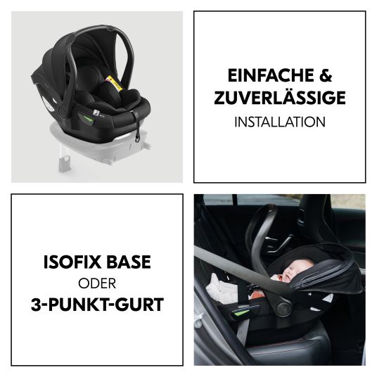 Hauck 3in1 Kinderwagen-Set Saturn R Trio Set inkl. i-Size Babyschale & XXL Zubehörpaket - Melange Black