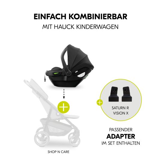 Hauck 3in1 Kinderwagen-Set Saturn R Trio Set inkl. i-Size Babyschale & XXL Zubehörpaket - Melange Black