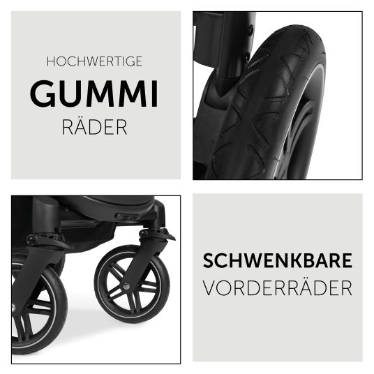 Hauck 3in1 Kinderwagen-Set Saturn R Trio Set inkl. i-Size Babyschale & XXL Zubehörpaket - Melange Black