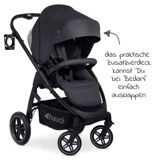 Hauck Set passeggino 3in1 Saturn R Trio Set - incluso Cabriofix Maxi-Cosi i-Size, adattatore + giocattolo appeso e palla con sonaglio GRATIS - Nero Melange