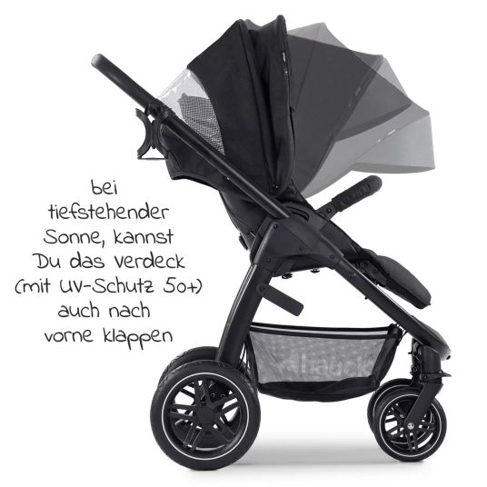 Hauck 3in1 Kinderwagen-Set Saturn R Trio Set - inkl. Maxi-Cosi i-Size Cabriofix, Adapter + GRATIS Spieltier zum Aufhängen & Greifling Rasselkugel - Melange Black