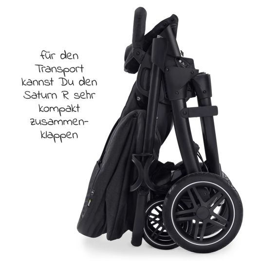 Hauck 3in1 Kinderwagen-Set Saturn R Trio Set - inkl. Maxi-Cosi i-Size Cabriofix, Adapter + GRATIS Spieltier zum Aufhängen & Greifling Rasselkugel - Melange Black