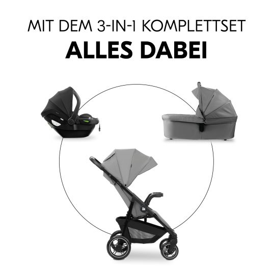 Hauck Set di passeggini 3in1 Shop N Care Trio Set con seggiolino auto Drive N Care - Grigio