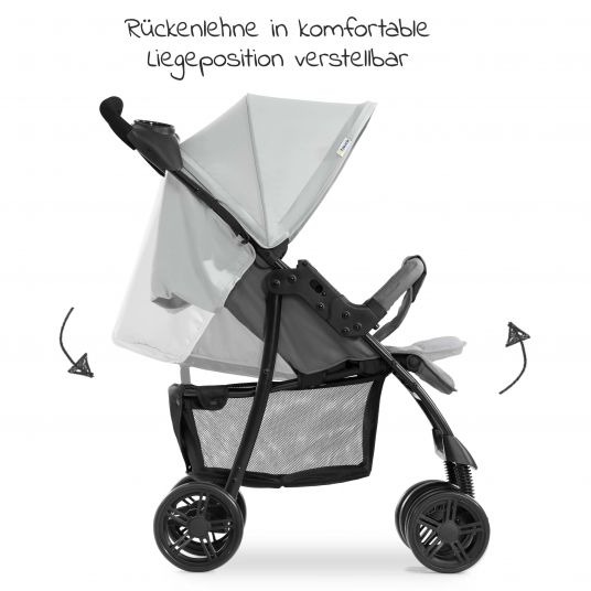 Hauck 3in1 Kinderwagen-Set Shopper Trioset mit Babywanne, Autositz und Sportwagen (bis 25 kg) - Grey